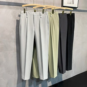 Pánske nohavice na jar a leto 2023, ležérne, klasické, kórejské, úzke, tenké, skladané, biele