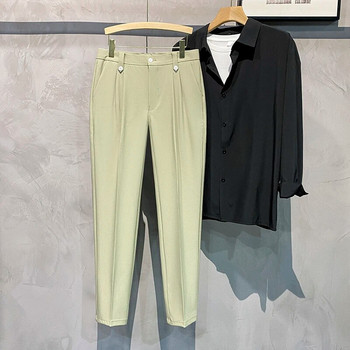 Άνοιξη Καλοκαίρι 2023 Νέο ανδρικό κοστούμι ντραπέ παντελόνι κλασικής μόδας Κορεατικού στυλ Λεπτό λεπτό ανδρικό παντελόνι λευκό