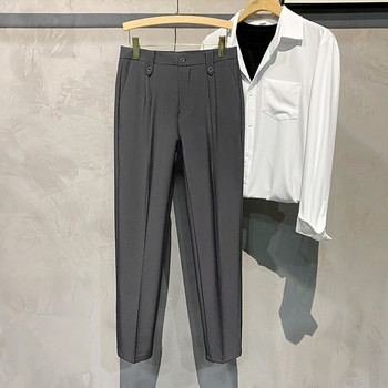 2023 Пролет Лято Нови мъжки ежедневни драпирани панталони Класически модни корейски стил Тънки тънки плисирани мъжки панталони Бели