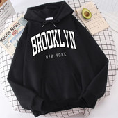 Brooklyn, New York, imprimeu, hanorace pentru bărbați, haine de calitate, haine clasice, simplitate, haine Harajuku, perfecte pentru bărbați