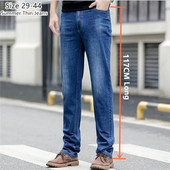 Blugi de vară extra lungi 117 cm înălțime bărbați subțiri întinși plus mărimea 40 42 44 oversize slim fit talie înaltă pantaloni albaștri din denim