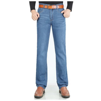 Blugi de vară extra lungi 117 cm înălțime bărbați subțiri întinși plus mărimea 40 42 44 oversize slim fit talie înaltă pantaloni albaștri din denim