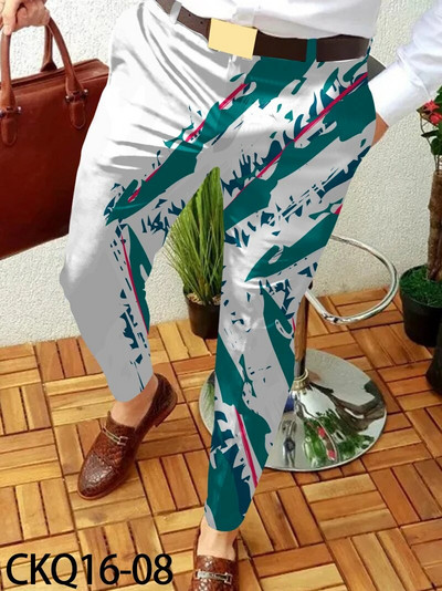 Pánske ležérne nohavice s potlačou, športový vzor, rovné dlhé nohavice, jarná jeseň, streetwear, pánske oblečenie