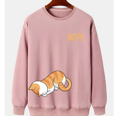 Hanorac pentru bărbați cu imprimeu de pisici cu animale Harajuku, drăguț, largi, cu mâneci lungi, bluze, modă, simple, hanorace, supradimensionate, bărbați, femei, unisex