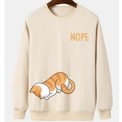 Hanorac pentru bărbați cu imprimeu de pisici cu animale Harajuku, drăguț, largi, cu mâneci lungi, bluze, modă, simple, hanorace, supradimensionate, bărbați, femei, unisex