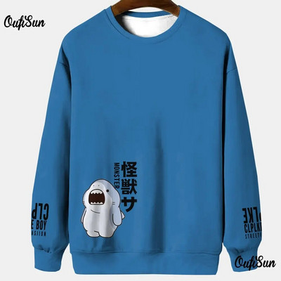 Hanorac pentru bărbați cu imprimeu de pisici cu animale Harajuku, drăguț, largi, cu mâneci lungi, bluze, modă, simple, hanorace, supradimensionate, bărbați, femei, unisex