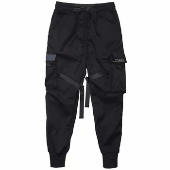 Hip Hop Boy Track Παντελόνι Ελαστική μέση Χάρεμ Παντελόνι Ανδρικά Streetwear Πανκ Κορδέλες Σχέδιο Παντελόνι Αντρικό Μαύρο Παντελόνι Τσέπες Joggers