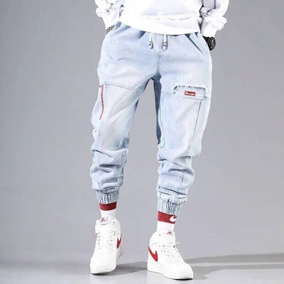 Pánske džínsy s elastickým pásom Harun Joggers, nové, streetwear, hip hopové, s kapucňou z roku 2023, na jeseň a na jar.