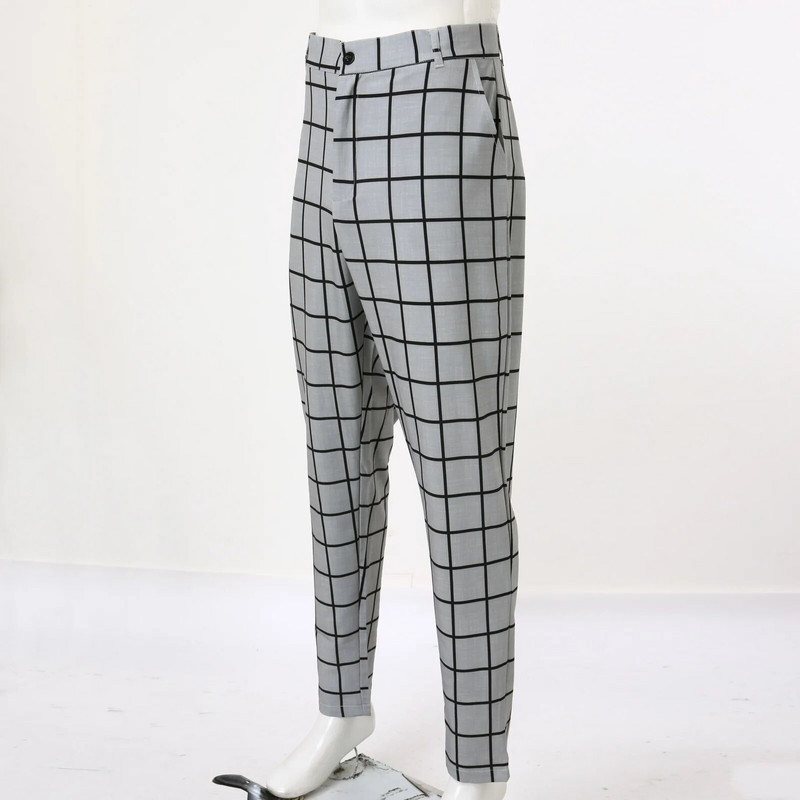 Vyriškos kelnės korėjietiškos versijos plonos vyriškos languotos laisvalaikio kelnės Gatvės paaugliams vyriškos keturių sezonų Aukštos kokybės oficialaus kostiumo kelnės vyrams