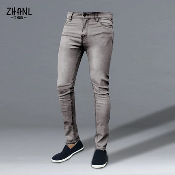 Черни модни мъжки тесни дънки с висока разтегливост Бизнес работни дънкови панталони Есенни класически ретро ежедневни тесни дънки за джогинг 2022 г.