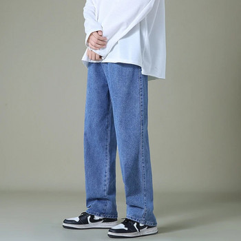 2023 Нова марка Пролетни мъжки корейски модни сини розови бели дънки Streetwear Хип-хоп широки дънкови панталони Прави широки панталони