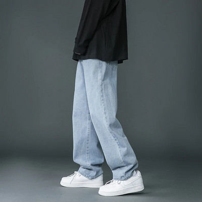 2023 Nová značka Jarné pánske kórejské módne modré ružové biele džínsy Streetwear hip hop vrecovité džínsové nohavice rovné široké nohavice