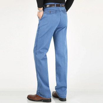 Плюс размер 30-42 Мъжки качествени дънки от деним плат Homme Еластичен прав плътен панталон с висока талия Мъжки класически панталон за свободното време