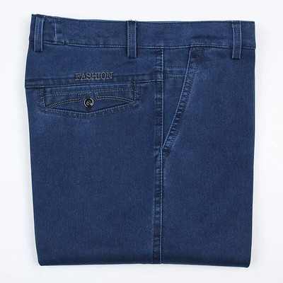 Nagy méretű 30-42 Férfi Minőségi farmer szövet farmer Homme magas derekú sztreccs, egyenes tömör nadrág Férfi klasszikus szabadidő nadrág