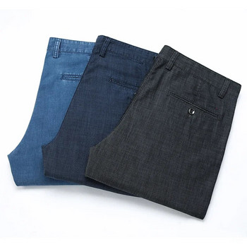 Ανδρικά τζιν καλοκαιρινά 2023 Λεπτά ίσια φαρδιά παντελόνια με κανονική μέση μόδα τζιν παντελόνι επώνυμα ρούχα μπλε μαύρο