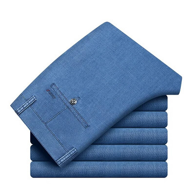 2023 m. vasaros vyriški džinsai Madingi ploni tiesūs laisvi laisvalaikio kelnės įprasto juosmens madingos džinsinės kelnės prekės ženklo drabužiai mėlyni juodi