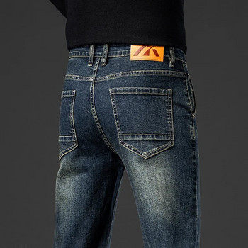 Ρετρό Ανδρικό Stretch Straight Jeans Washed Fashion Distressed φαρδύ τζιν παντελόνι Αντρικό ολόσωμο κλασικό παντελόνι μάρκας