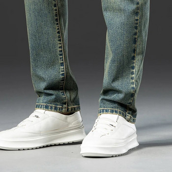 Ρετρό Ανδρικό Stretch Straight Jeans Washed Fashion Distressed φαρδύ τζιν παντελόνι Αντρικό ολόσωμο κλασικό παντελόνι μάρκας