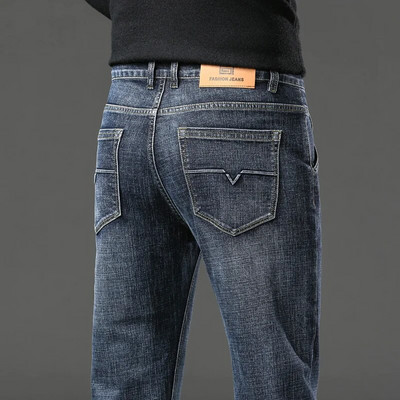 2024 Blugi elastici pentru bărbați de modă Bărbați de afaceri Blugi clasici cu picioare drepte Pantaloni lungi de denim casual Pantaloni slim pentru bărbați simpli