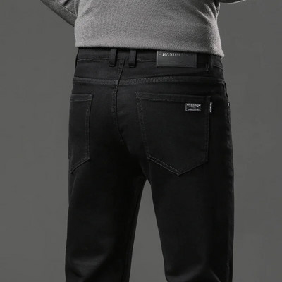 2024 Blugi elastici pentru bărbați de modă Bărbați de afaceri Blugi clasici cu picioare drepte Pantaloni lungi de denim casual Pantaloni slim pentru bărbați simpli