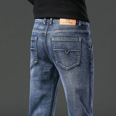 2024 Blugi elastici pentru bărbați de modă Bărbați de afaceri Blugi clasici cu picioare drepte Pantaloni lungi de denim casual Pantaloni slim pentru bărbați simpli