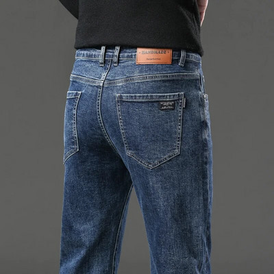 2024 Blugi elastici pentru bărbați de modă Bărbați de afaceri Blugi clasici cu picioare drepte Pantaloni lungi de denim casual Pantaloni slim pentru bărbați simpli