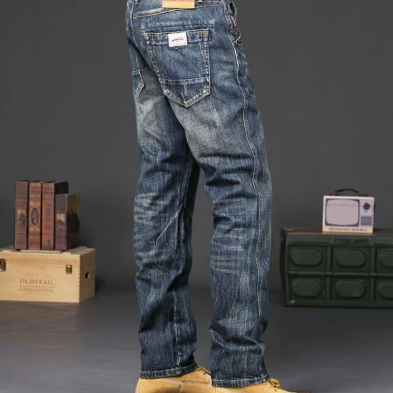 Pánske kovbojské nohavice, džínsy, skrátené s vreckami, ležérne, originálne, vysoko kvalitné, skladané, prané, mäkké, vintage, goth