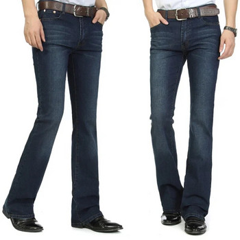 2023 г. Нови мъжки бизнес ежедневни панталони Мъжки еластични тънки ботуши със средна талия Полуразкроени дънки Four Seasons Bell Bottom Jeans 26-38