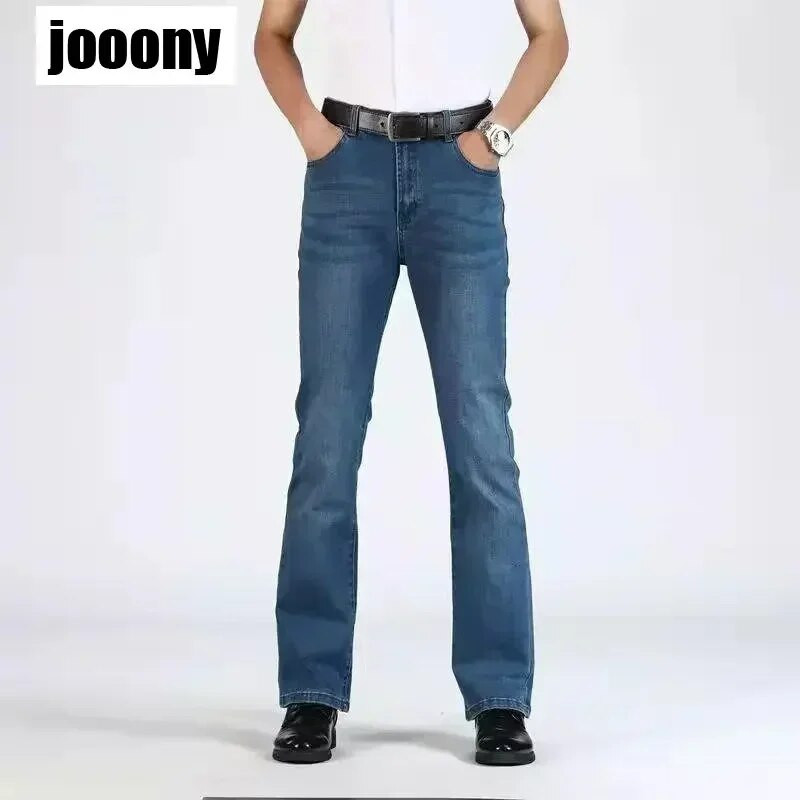 Nové jarné jesenné nové americké pouličné pánske džínsové rozšírené nohavice, široké nohavice, voľné ležérne nohavice pre mužov, vintage prané, všestranné