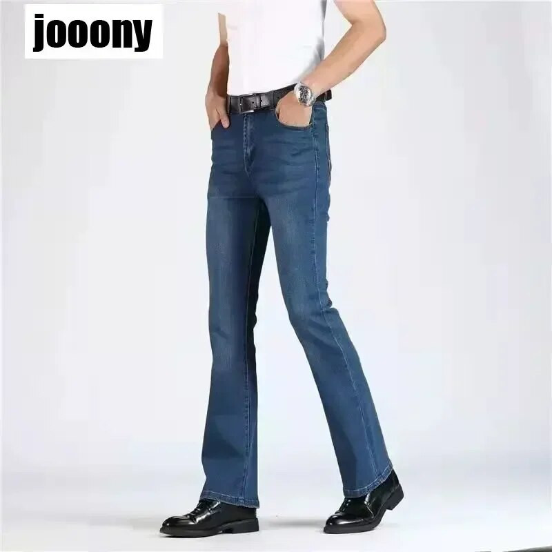 Nové jarné jesenné nové americké pouličné pánske džínsové rozšírené nohavice, široké nohavice, voľné ležérne nohavice pre mužov, vintage prané, všestranné