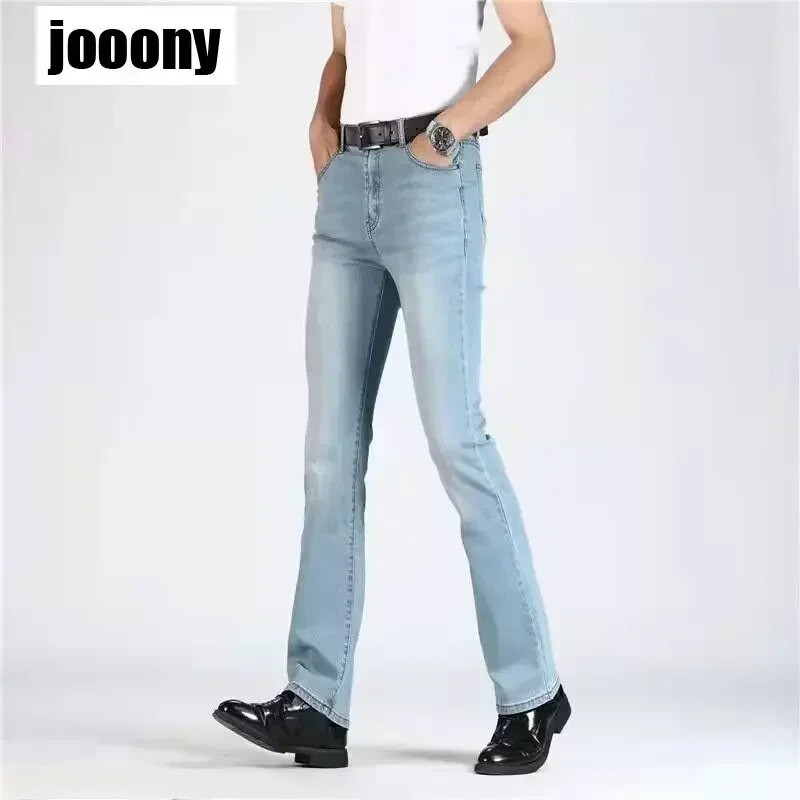 Nové jarné jesenné nové americké pouličné pánske džínsové rozšírené nohavice, široké nohavice, voľné ležérne nohavice pre mužov, vintage prané, všestranné