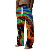 Pánske nohavice, letné nohavice, plážové nohavice so sťahovacou šnúrkou, elastický pás, rovné nohavice, abstraktné grafické potlače