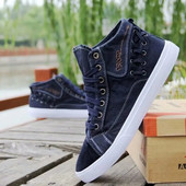 Toamnă vară bărbați denim pantofi casual pantofi cu platformă de cusut la modă, pantofi de pânză pentru bărbați, cu vârf înalt, respirabili, denim pentru bărbați.