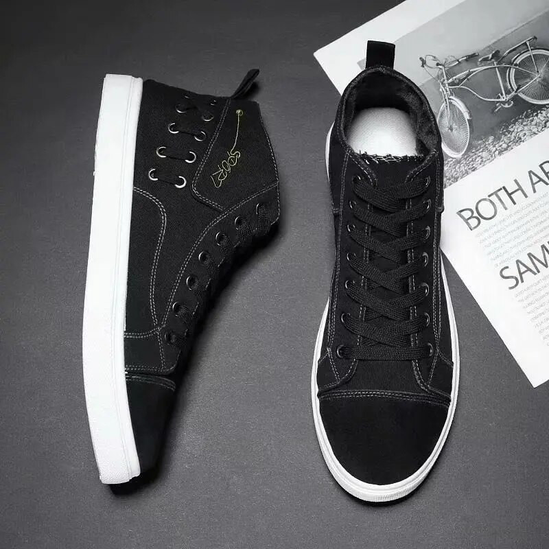 Toamnă vară bărbați denim pantofi casual pantofi cu platformă de cusut la modă, pantofi de pânză pentru bărbați, cu vârf înalt, respirabili, denim pentru bărbați.