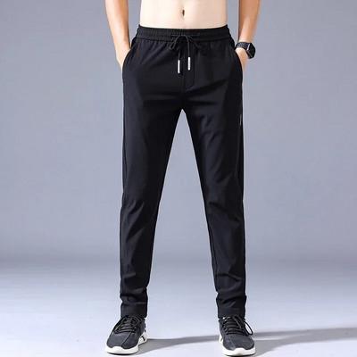 Pantaloni de jogging casual pentru bărbați noi de toamnă, cu elastic înalt, subțiri, drepti, de modă coreeană, pantaloni de sport cu șnur, gri, negru, kaki