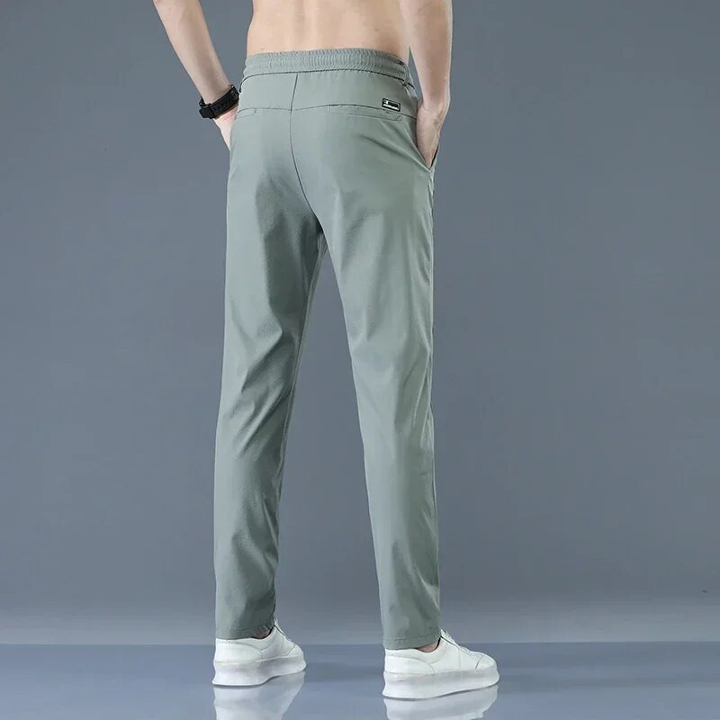 Pantaloni de jogging casual pentru bărbați noi de toamnă, cu elastic înalt, subțiri, drepti, de modă coreeană, pantaloni de sport cu șnur, gri, negru, kaki