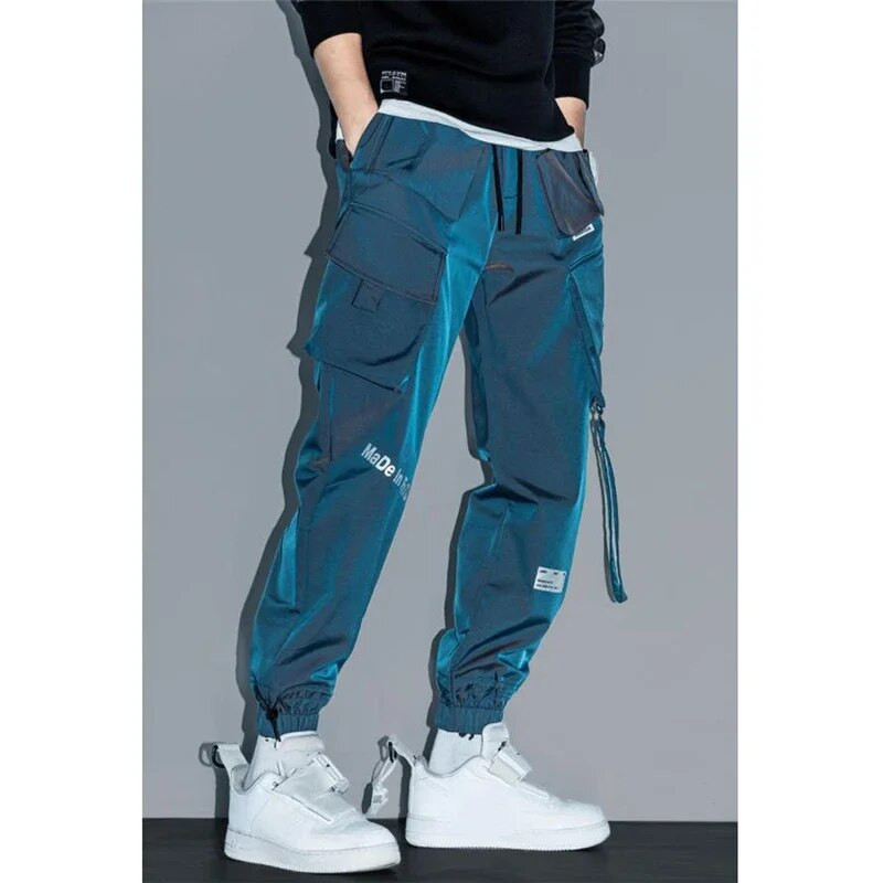 Pantaloni subțiri casual bărbați Panglici Pantaloni de jogging harem pentru bărbați Pantaloni cargo de primăvară slim fit Pantaloni cu mai multe buzunare
