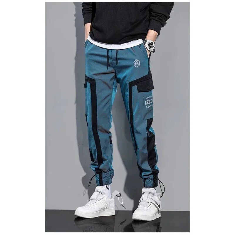 Pantaloni subțiri casual bărbați Panglici Pantaloni de jogging harem pentru bărbați Pantaloni cargo de primăvară slim fit Pantaloni cu mai multe buzunare
