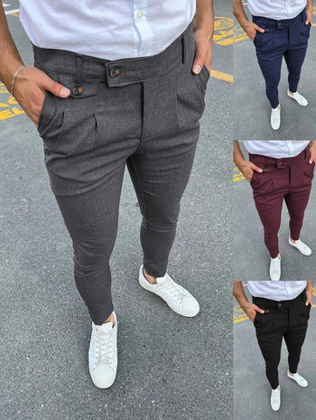 2023 Νέα Ανδρικά Casual Παντελόνια Μόδα Στερεά Επαγγελματικά Παντελόνια Αναψυχής Τάση Cool Street Wear Παντελόνι μολύβι γραφείου Calças Masculinas