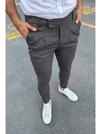 Нови мъжки ежедневни панталони за 2023 г. Модни плътни бизнес панталони за свободното време Trend Cool Street Wear Офис панталони тип молив Calças Masculinas