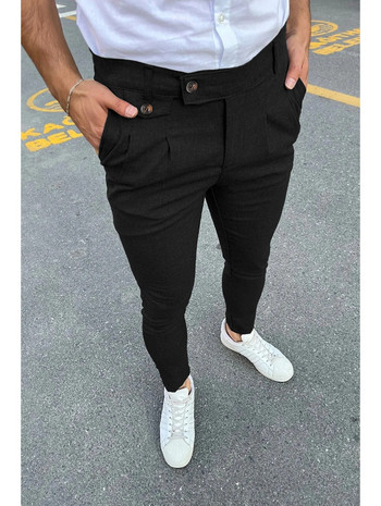 Нови мъжки ежедневни панталони за 2023 г. Модни плътни бизнес панталони за свободното време Trend Cool Street Wear Офис панталони тип молив Calças Masculinas
