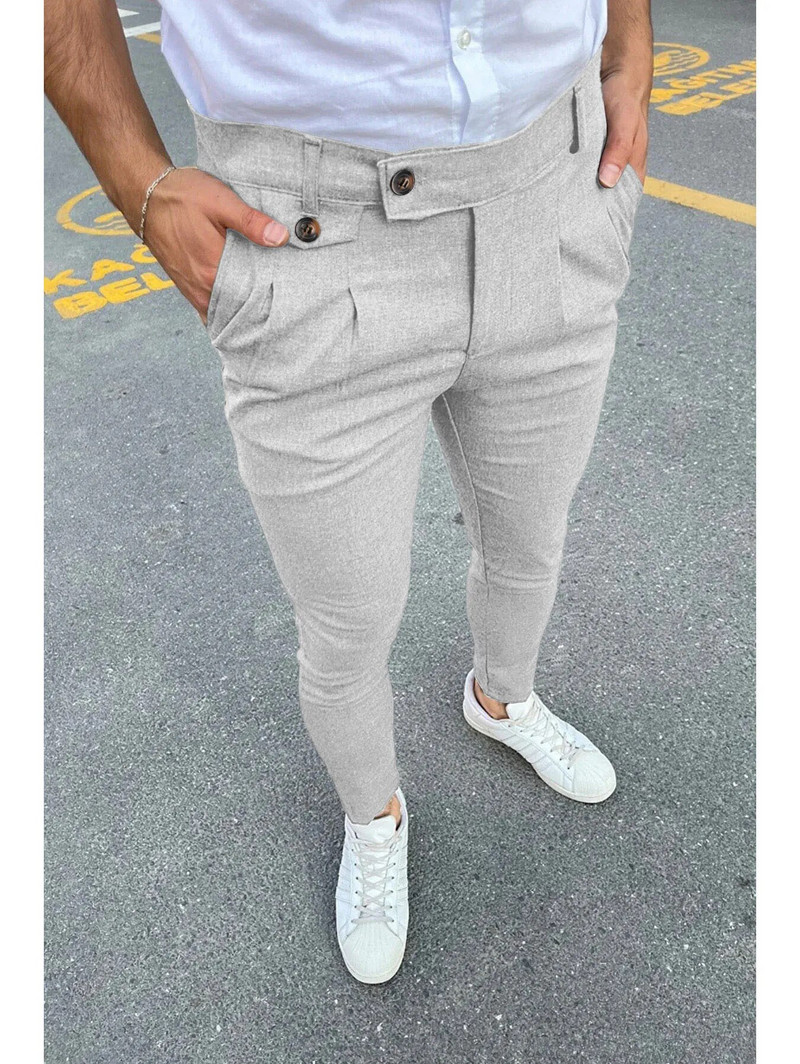 2023 m. Naujos vyriškos laisvalaikio kelnės Madingos solidžios verslo laisvalaikio kelnės Trend Cool Street Wear biuro pieštukų kelnės Calças Masculinas