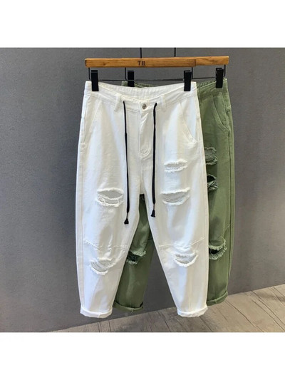 2023 Streetwear Módne čierne roztrhané úzke džínsy Pánske slim hip hop džínsové nohavice Nové jarné ležérne džínsy pre mužov jogging