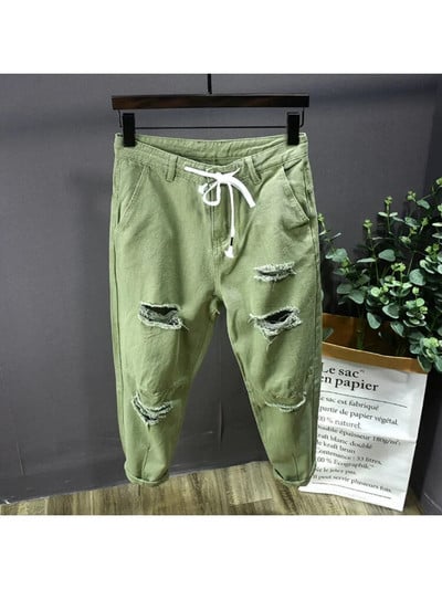 2023 Streetwear Módne čierne roztrhané úzke džínsy Pánske slim hip hop džínsové nohavice Nové jarné ležérne džínsy pre mužov jogging