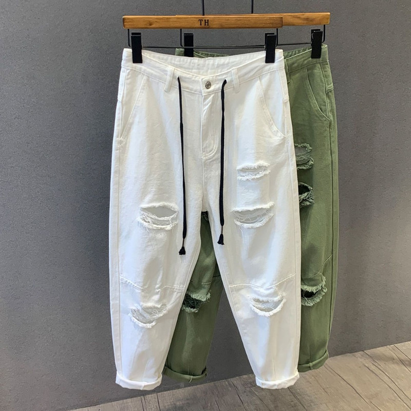 2023 Streetwear Módne čierne roztrhané úzke džínsy Pánske slim hip hop džínsové nohavice Nové jarné ležérne džínsy pre mužov jogging