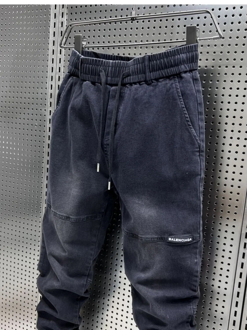 Pánske džínsy so sťahovacou šnúrkou v štýle Y2K, čierno-sivé, vrecovité, s výšivkou, luxusné pánske oblečenie, kovbojské nohavice