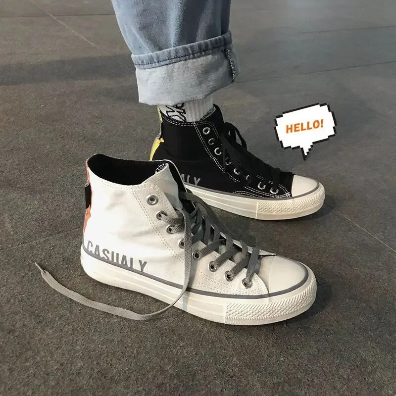 Bărbați, ocazional, la modă, pantofi din pânză, cu litere imprimeuri, pantofi de skateboard, modă, de vară, cu vârf rotund, pantofi de mers cu șireturi