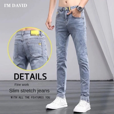 Καλοκαιρινά κορεάτικα πολυτελή ρούχα Washed Slim Boyfriend Denim Ανδρικά Κλασικά μπλε τζιν με Designer Distressed τζιν για άνδρες