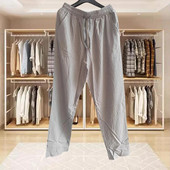 Pantaloni de in din bumbac pentru bărbați, vară, toamnă, de culoare uni, pantaloni de in, largi, respirabili, cu șnur, pantaloni casual, îmbrăcăminte de fitness pentru bărbați