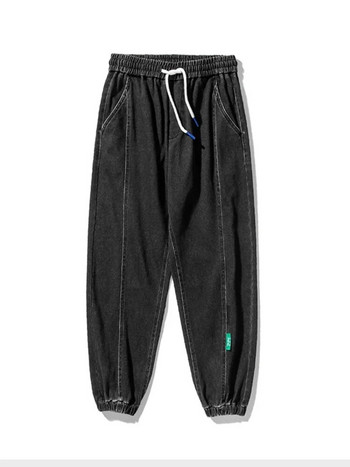 Пролет Лято Черни сини широки дънки Мъжки улични дънкови панталони Ежедневни памучни харем Панталони Дънки Плюс размер 6XL 7XL 8XL